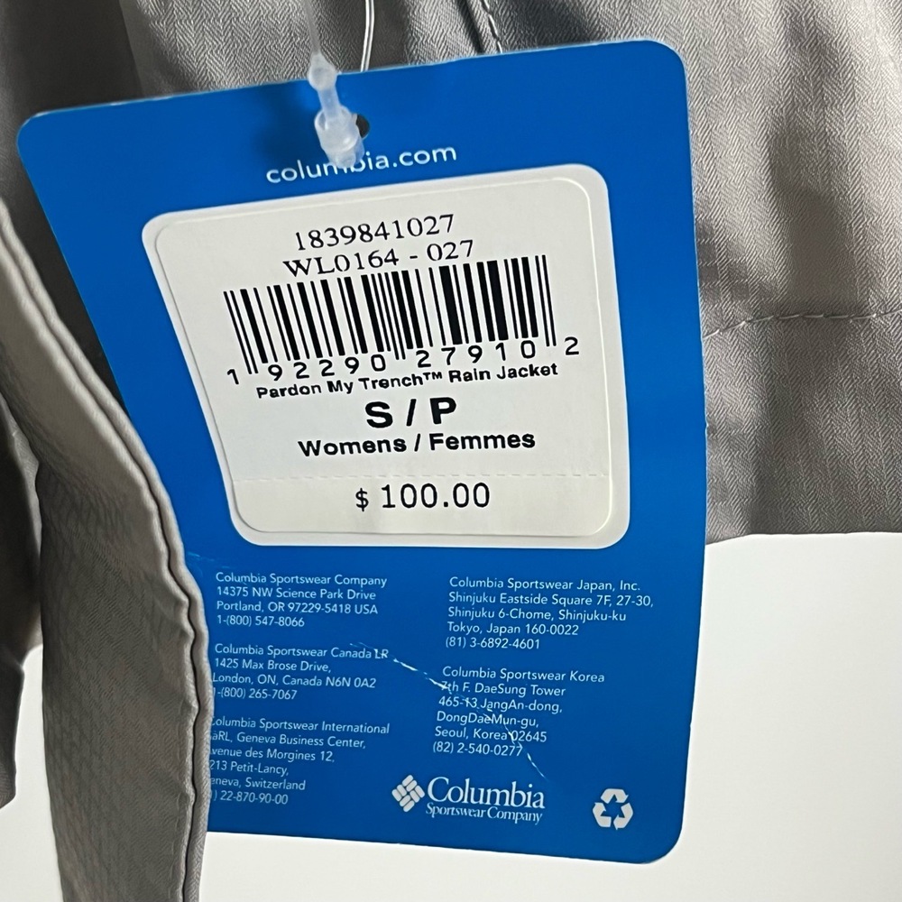 NWT Columbia Gray Hooded Long Sleeve Rain Coat Jacket Size Small - Picture 10 of 11